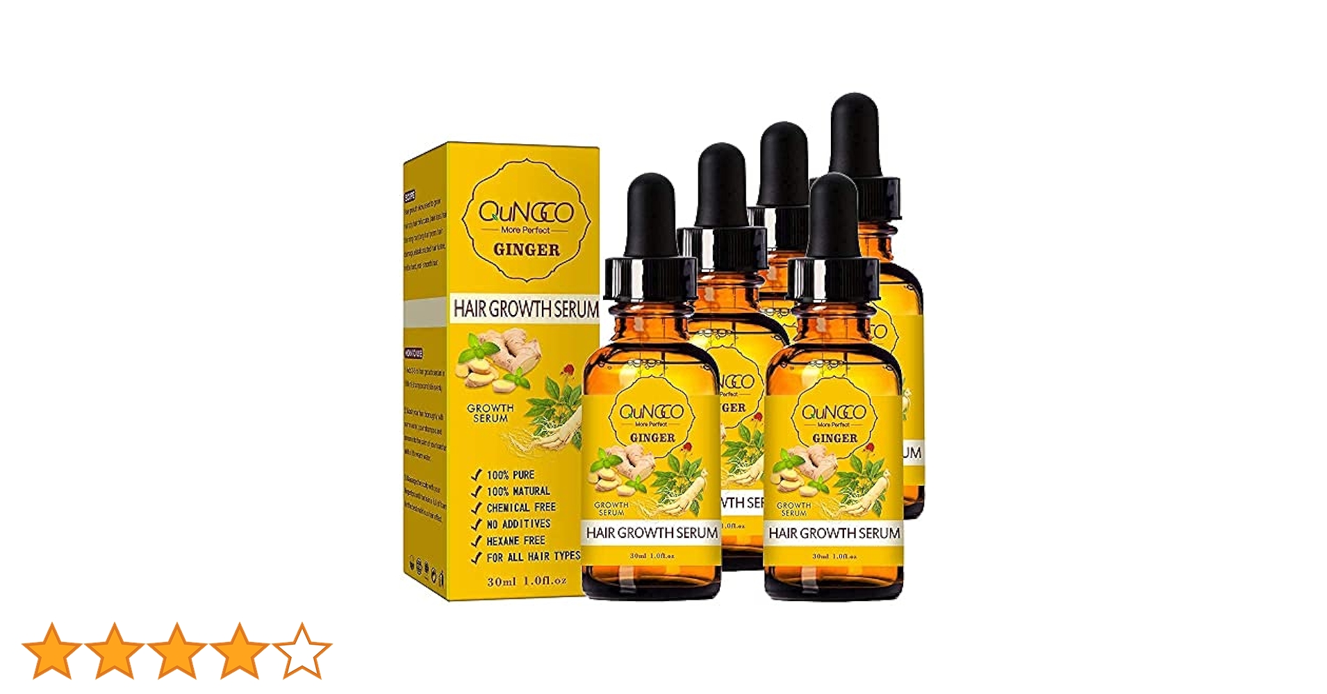 5 Pack Hair Growth Serum,Ginger Biotin Hair Regrowth Serum
